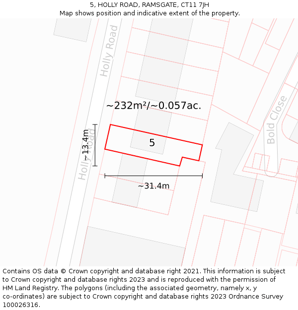 5, HOLLY ROAD, RAMSGATE, CT11 7JH: Plot and title map