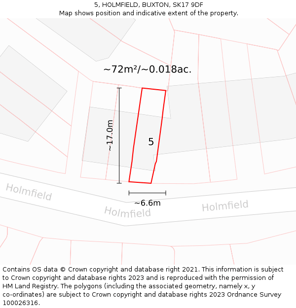 5, HOLMFIELD, BUXTON, SK17 9DF: Plot and title map