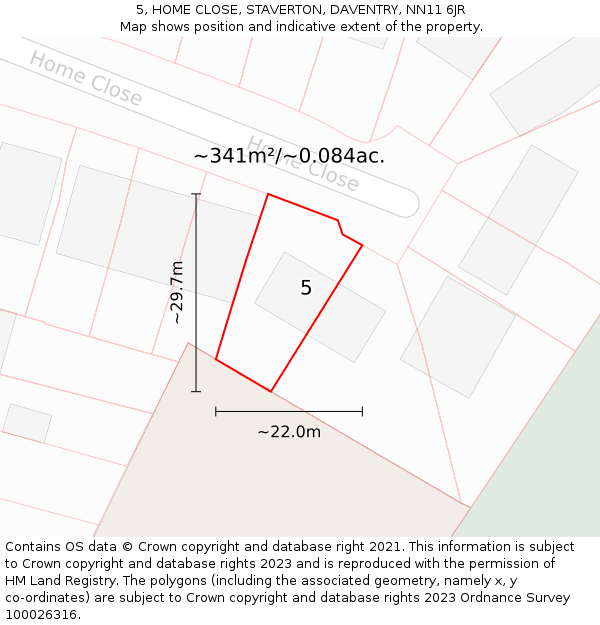 5, HOME CLOSE, STAVERTON, DAVENTRY, NN11 6JR: Plot and title map