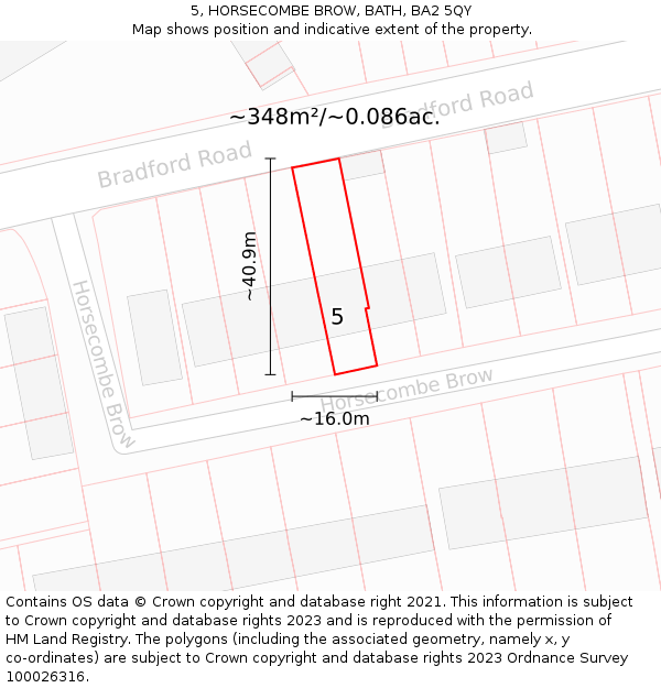 5, HORSECOMBE BROW, BATH, BA2 5QY: Plot and title map
