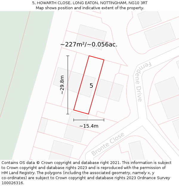 5, HOWARTH CLOSE, LONG EATON, NOTTINGHAM, NG10 3RT: Plot and title map