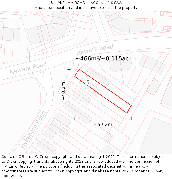 5, HYKEHAM ROAD, LINCOLN, LN6 8AA: Plot and title map