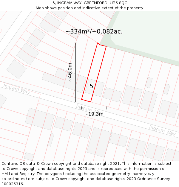 5, INGRAM WAY, GREENFORD, UB6 8QG: Plot and title map