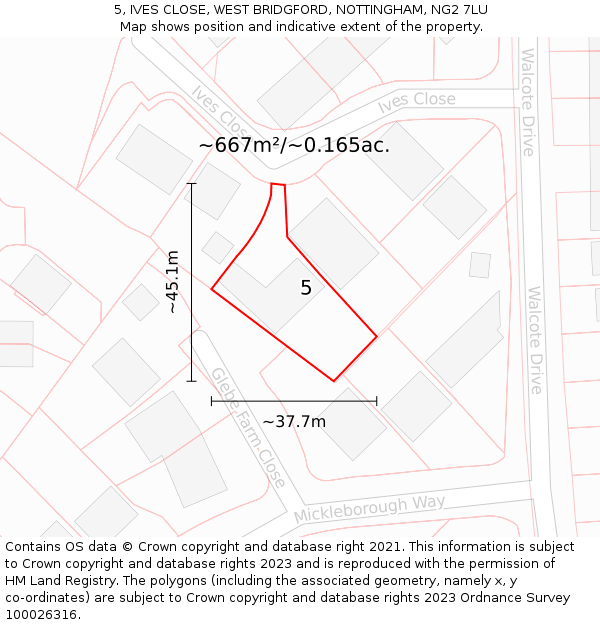 5, IVES CLOSE, WEST BRIDGFORD, NOTTINGHAM, NG2 7LU: Plot and title map