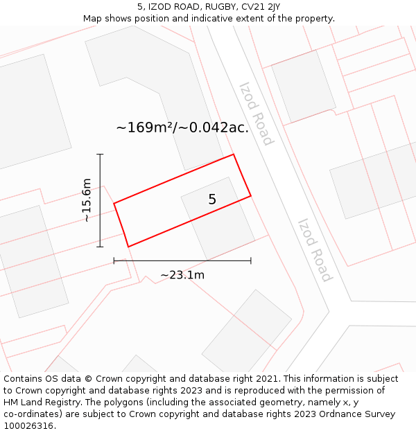 5, IZOD ROAD, RUGBY, CV21 2JY: Plot and title map