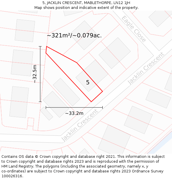 5, JACKLIN CRESCENT, MABLETHORPE, LN12 1JH: Plot and title map