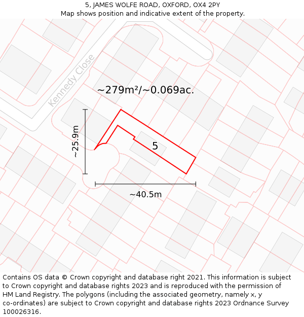 5, JAMES WOLFE ROAD, OXFORD, OX4 2PY: Plot and title map