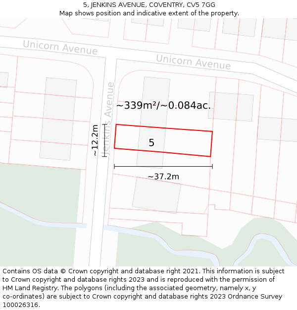 5, JENKINS AVENUE, COVENTRY, CV5 7GG: Plot and title map