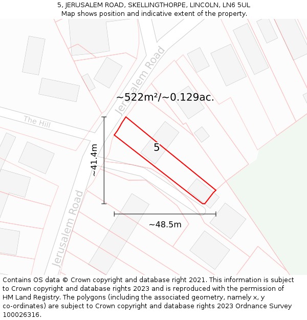 5, JERUSALEM ROAD, SKELLINGTHORPE, LINCOLN, LN6 5UL: Plot and title map