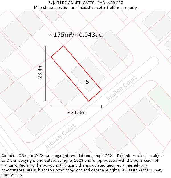 5, JUBILEE COURT, GATESHEAD, NE8 2EQ: Plot and title map