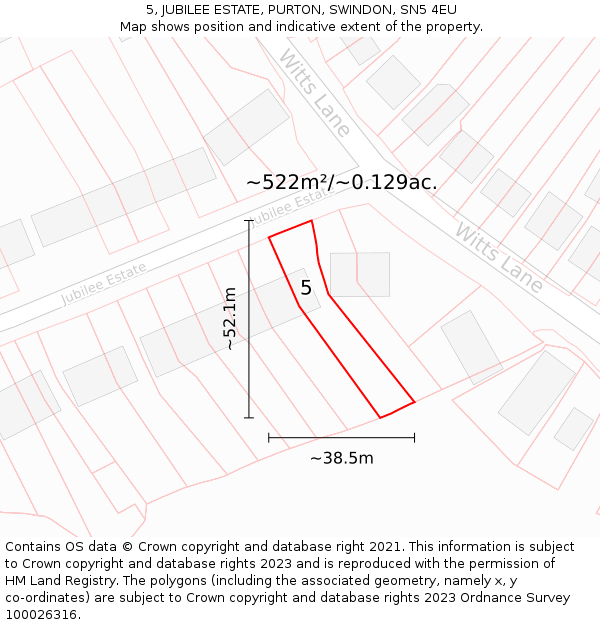 5, JUBILEE ESTATE, PURTON, SWINDON, SN5 4EU: Plot and title map