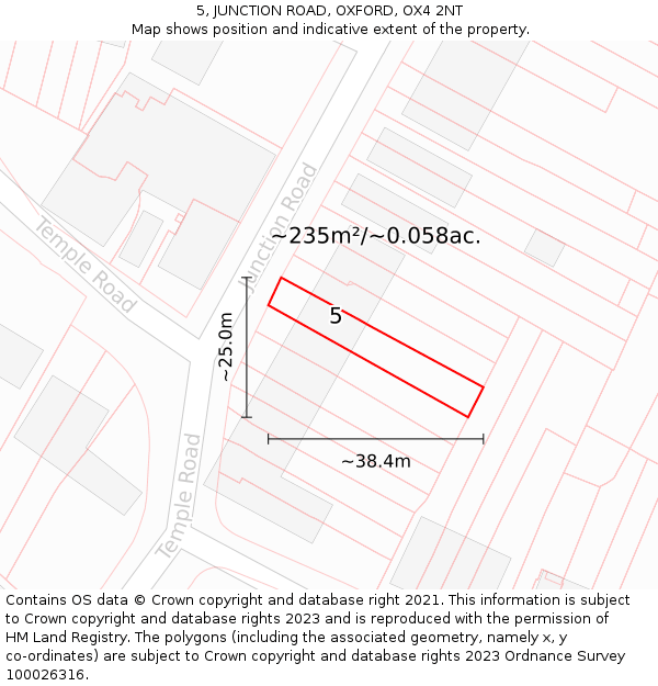 5, JUNCTION ROAD, OXFORD, OX4 2NT: Plot and title map