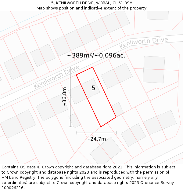 5, KENILWORTH DRIVE, WIRRAL, CH61 8SA: Plot and title map