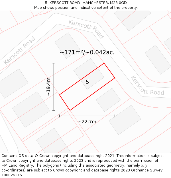 5, KERSCOTT ROAD, MANCHESTER, M23 0GD: Plot and title map