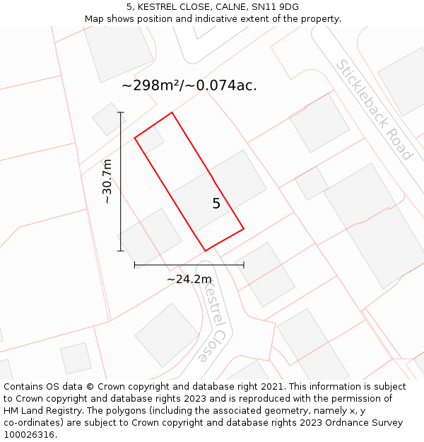 5, KESTREL CLOSE, CALNE, SN11 9DG: Plot and title map