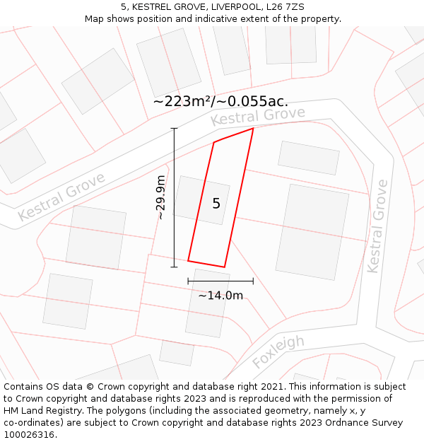 5, KESTREL GROVE, LIVERPOOL, L26 7ZS: Plot and title map