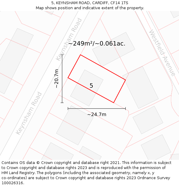 5, KEYNSHAM ROAD, CARDIFF, CF14 1TS: Plot and title map