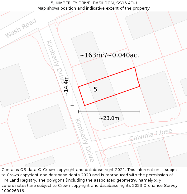 5, KIMBERLEY DRIVE, BASILDON, SS15 4DU: Plot and title map