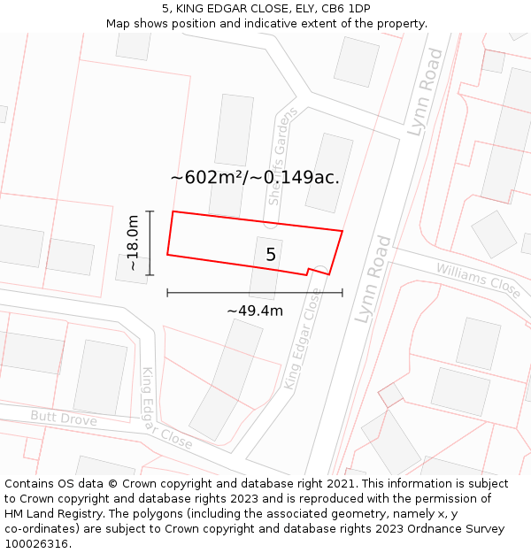 5, KING EDGAR CLOSE, ELY, CB6 1DP: Plot and title map