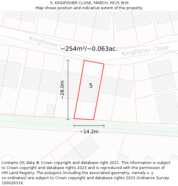 5, KINGFISHER CLOSE, MARCH, PE15 9HS: Plot and title map