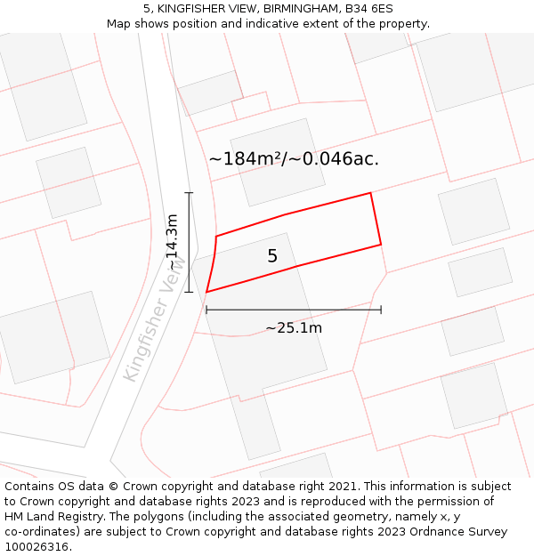 5, KINGFISHER VIEW, BIRMINGHAM, B34 6ES: Plot and title map