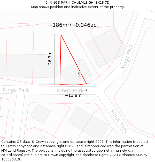 5, KINGS PARK, CHULMLEIGH, EX18 7DJ: Plot and title map