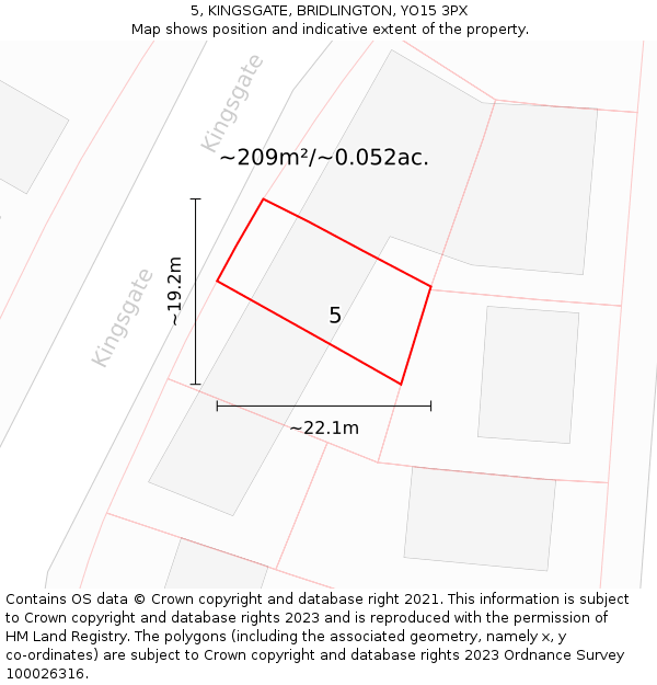 5, KINGSGATE, BRIDLINGTON, YO15 3PX: Plot and title map