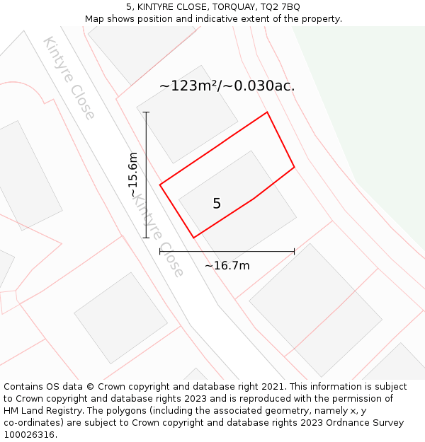 5, KINTYRE CLOSE, TORQUAY, TQ2 7BQ: Plot and title map