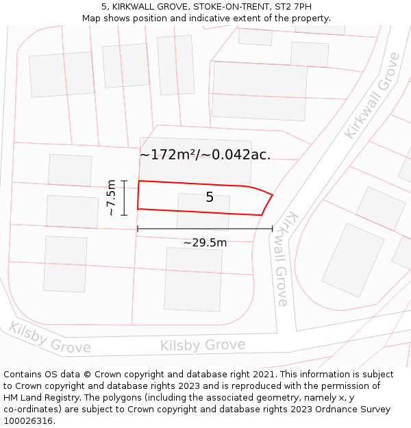 5, KIRKWALL GROVE, STOKE-ON-TRENT, ST2 7PH: Plot and title map