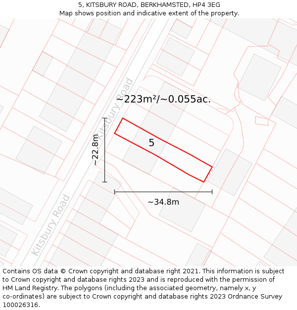 5, KITSBURY ROAD, BERKHAMSTED, HP4 3EG: Plot and title map