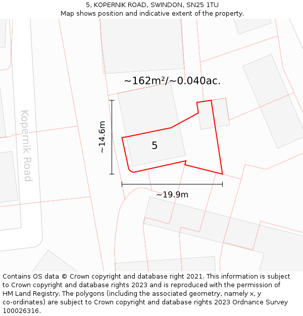 5, KOPERNIK ROAD, SWINDON, SN25 1TU: Plot and title map