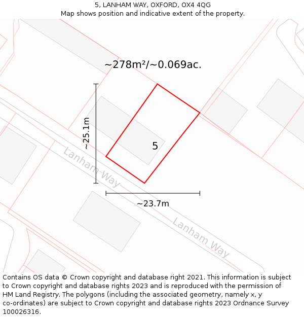 5, LANHAM WAY, OXFORD, OX4 4QG: Plot and title map