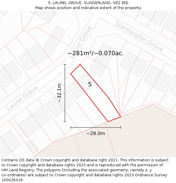 5, LAUREL GROVE, SUNDERLAND, SR2 9EE: Plot and title map