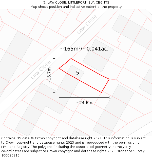 5, LAW CLOSE, LITTLEPORT, ELY, CB6 1TS: Plot and title map