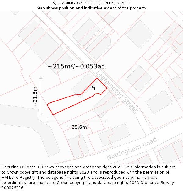 5, LEAMINGTON STREET, RIPLEY, DE5 3BJ: Plot and title map