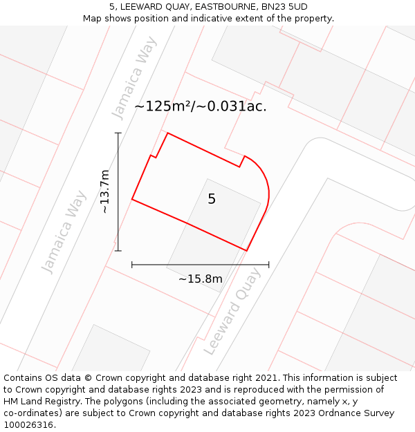 5, LEEWARD QUAY, EASTBOURNE, BN23 5UD: Plot and title map