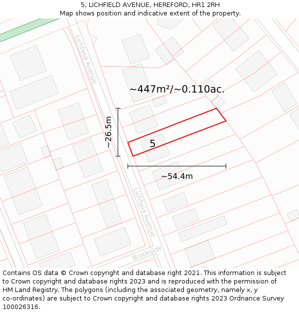 5, LICHFIELD AVENUE, HEREFORD, HR1 2RH: Plot and title map