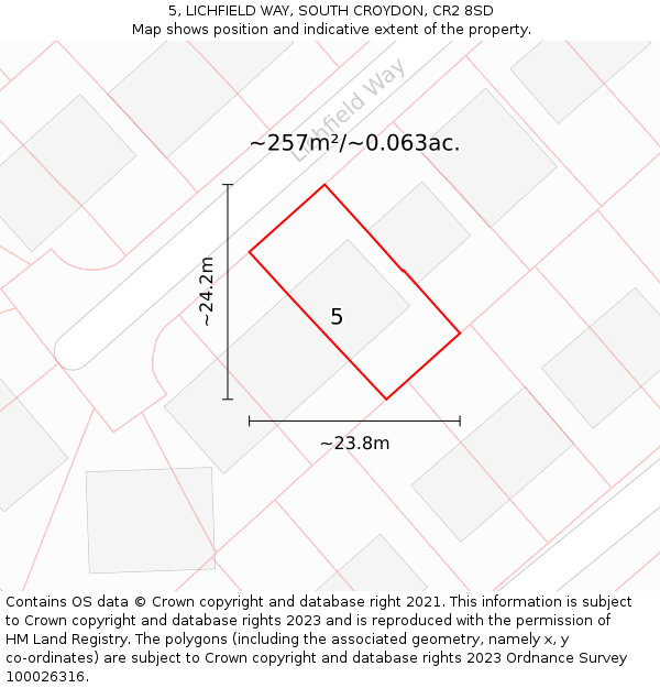 5, LICHFIELD WAY, SOUTH CROYDON, CR2 8SD: Plot and title map