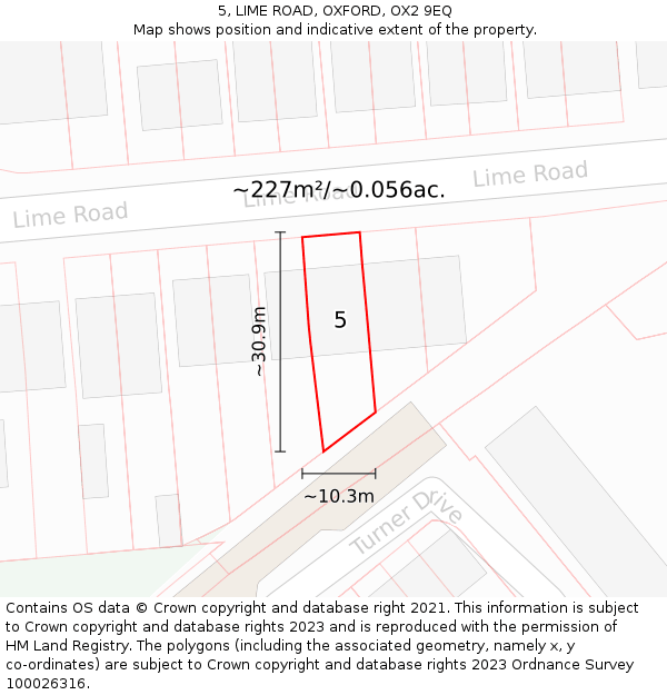 5, LIME ROAD, OXFORD, OX2 9EQ: Plot and title map