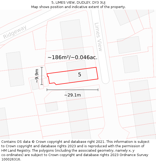 5, LIMES VIEW, DUDLEY, DY3 3UJ: Plot and title map