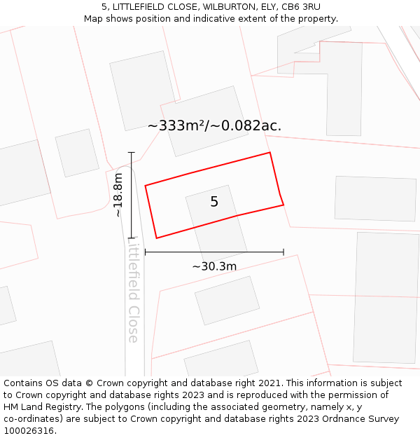 5, LITTLEFIELD CLOSE, WILBURTON, ELY, CB6 3RU: Plot and title map