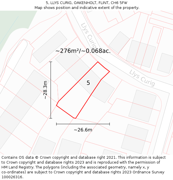 5, LLYS CURIG, OAKENHOLT, FLINT, CH6 5FW: Plot and title map