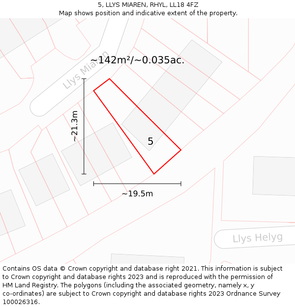 5, LLYS MIAREN, RHYL, LL18 4FZ: Plot and title map