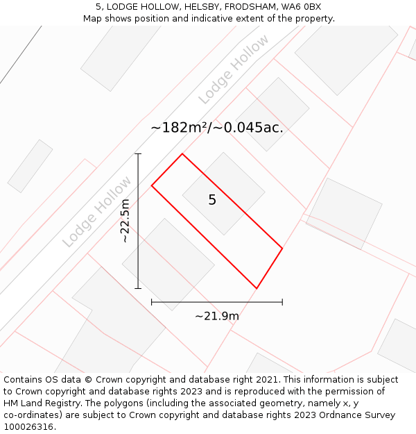 5, LODGE HOLLOW, HELSBY, FRODSHAM, WA6 0BX: Plot and title map