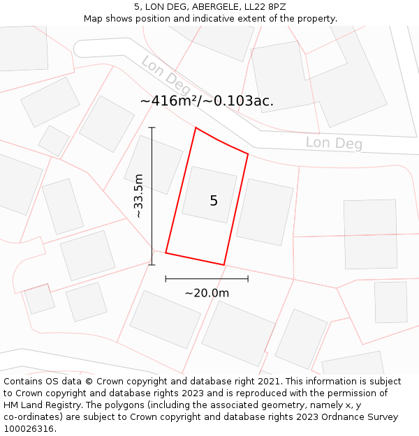 5, LON DEG, ABERGELE, LL22 8PZ: Plot and title map