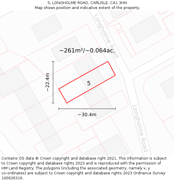5, LONGHOLME ROAD, CARLISLE, CA1 3HN: Plot and title map