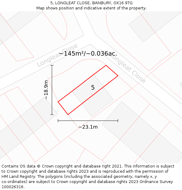 5, LONGLEAT CLOSE, BANBURY, OX16 9TG: Plot and title map