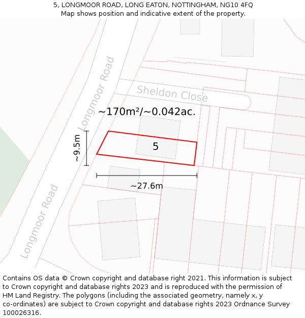 5, LONGMOOR ROAD, LONG EATON, NOTTINGHAM, NG10 4FQ: Plot and title map