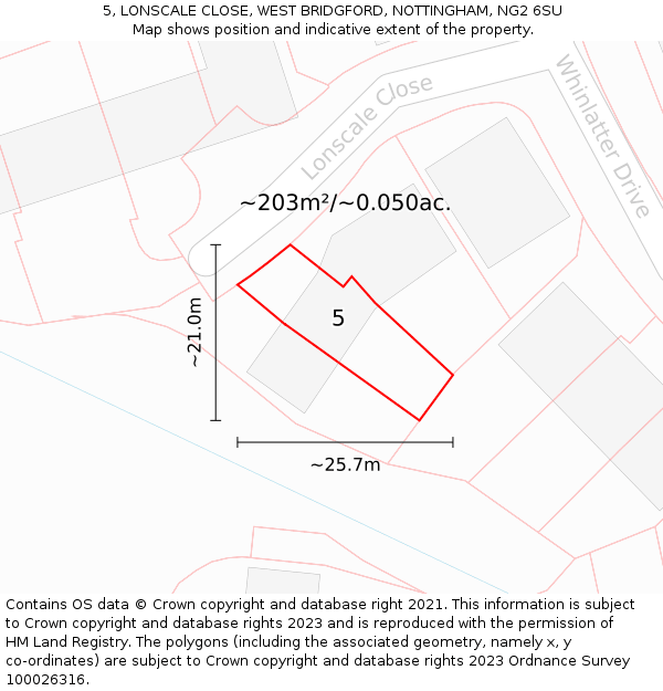 5, LONSCALE CLOSE, WEST BRIDGFORD, NOTTINGHAM, NG2 6SU: Plot and title map