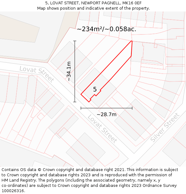 5, LOVAT STREET, NEWPORT PAGNELL, MK16 0EF: Plot and title map